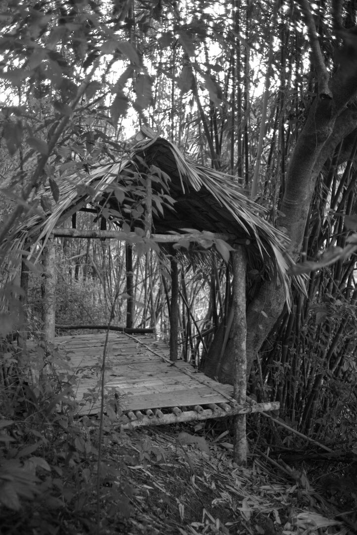 Cabin built in the garden for shelter and to inhabit the place more fully