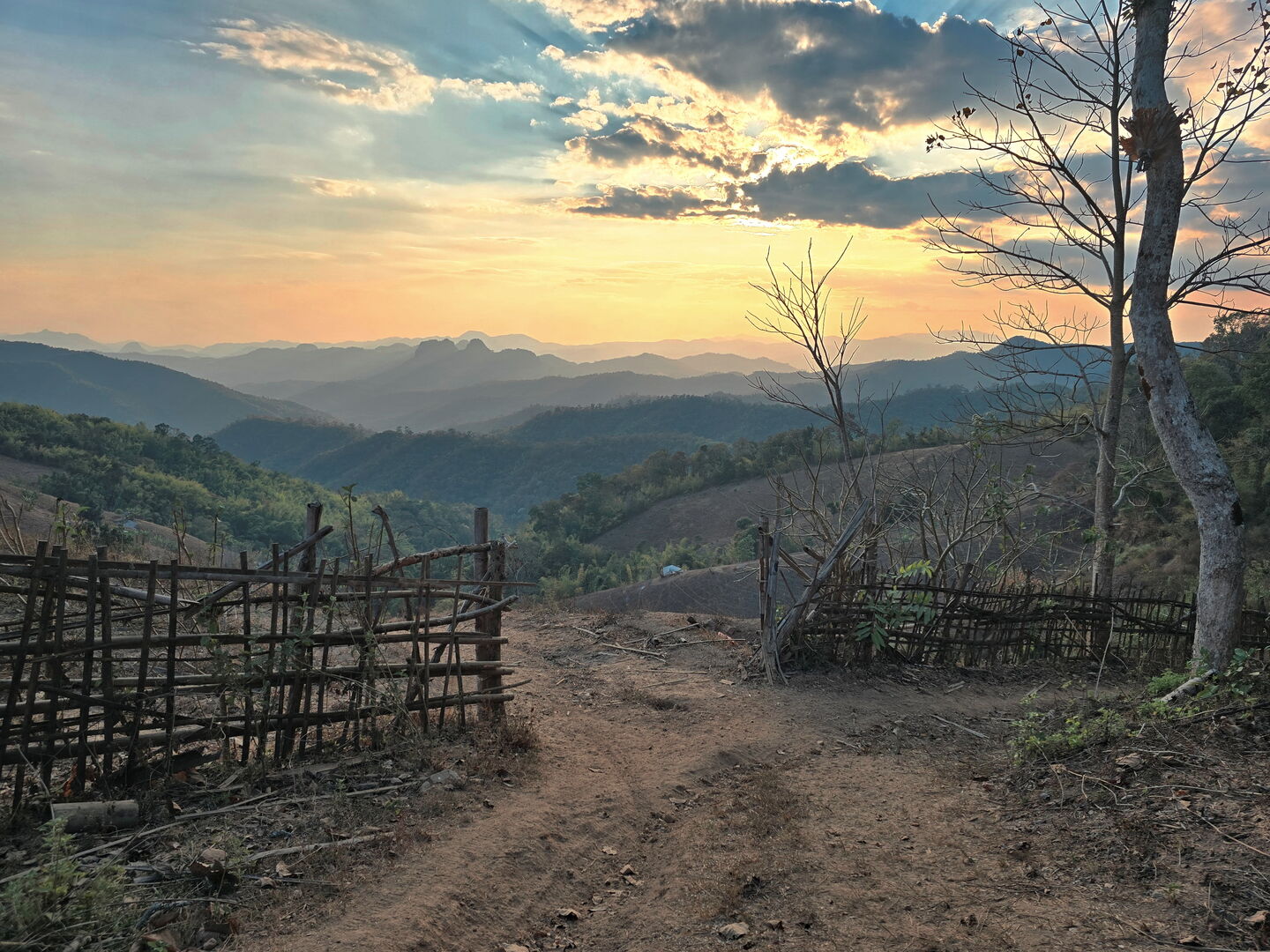 View from the top of the garden toward the mountains of Shan State
